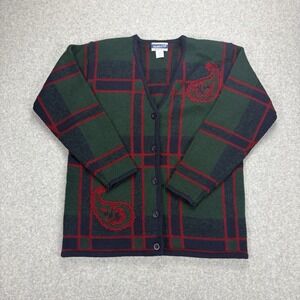 Vintage Pendleton Wool Cardigan Sweater Womens M Plaid Paisley Button Closure